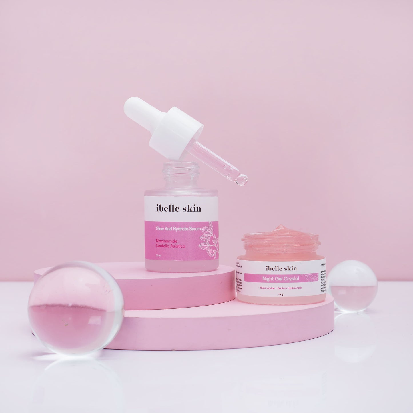PAKET A IBELLE SKIN (Glow and Hydrate Serum + Night Crystal Gel)
