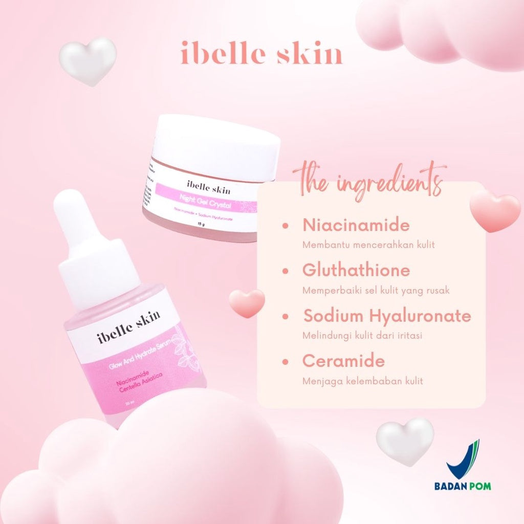 PAKET A IBELLE SKIN (Glow and Hydrate Serum + Night Crystal Gel)