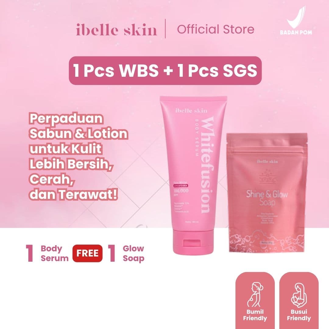 Foto produk (1 Pcs) Whitefusion Body Serum + (1 Pcs) Shine & Glow Soap - ibelle skin