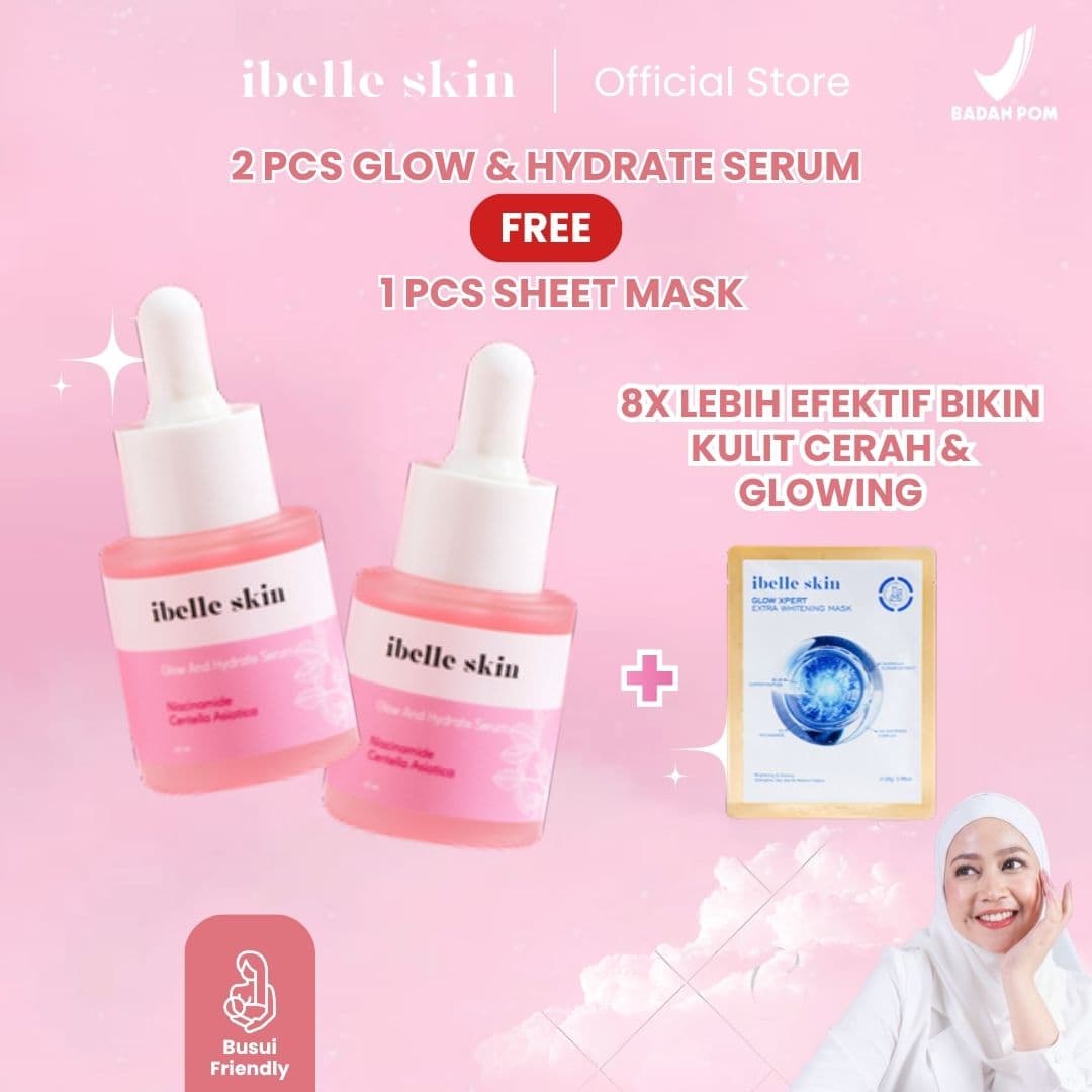 Foto produk (2 Pcs) Glow & Hydrate Serum + (1 Pcs) Sheet Mask - ibelle skin