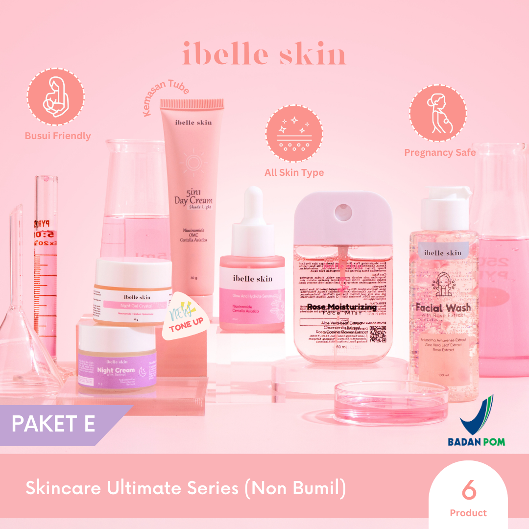 [PAKET E]  IBELLE SKIN - Skincare Ultimate Series (Non Bumil) Serum, Gel, Day Cream, Facial Wash, Facemist, Night Cream