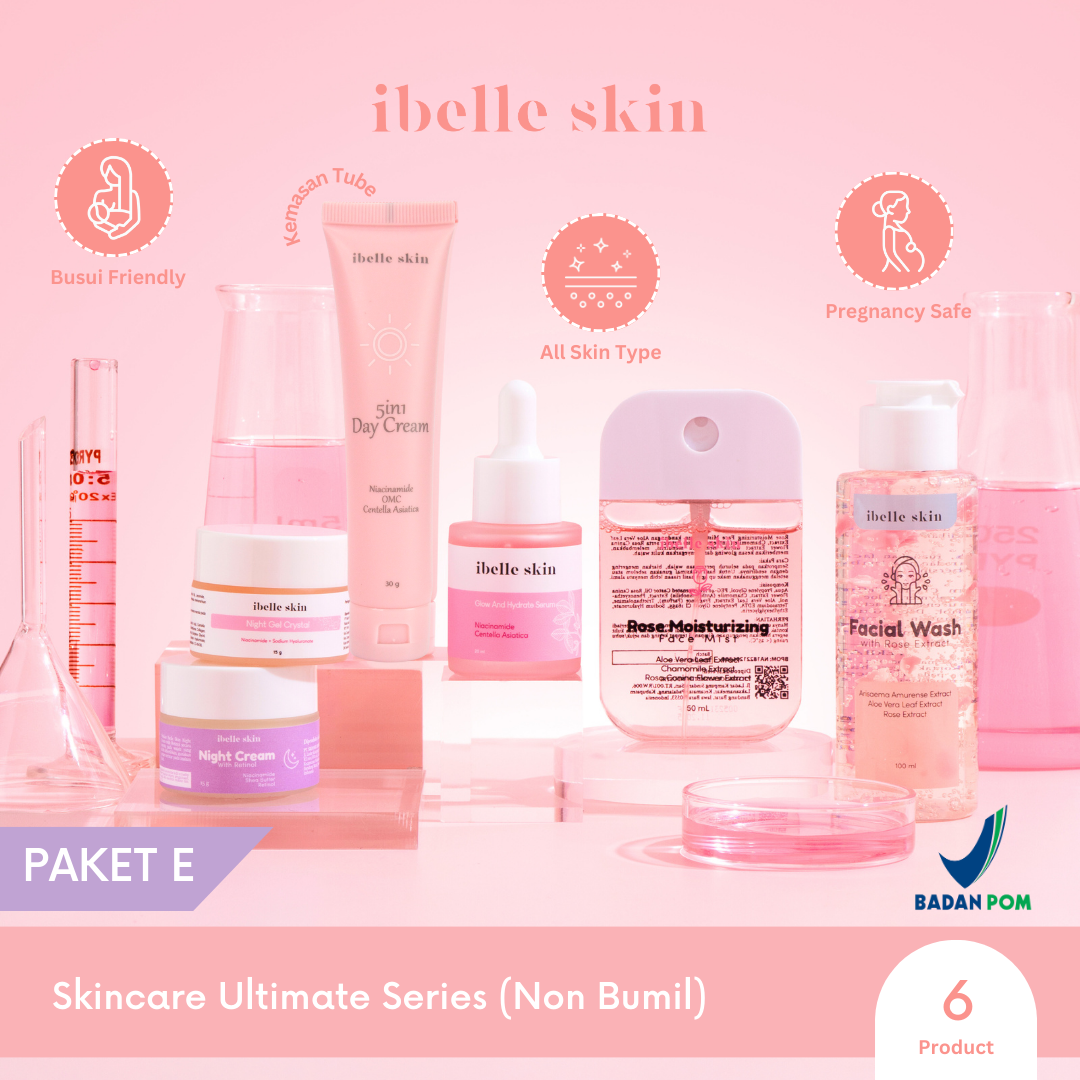 [PAKET E]  IBELLE SKIN - Skincare Ultimate Series (Non Bumil) Serum, Gel, Day Cream, Facial Wash, Facemist, Night Cream